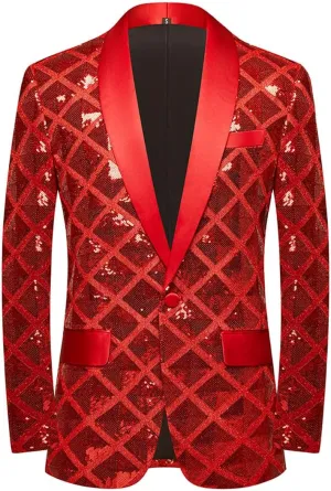 Men Sequin Shiny Stereoscopic Pattern Prom Suit Jacket One Button and Blazers Tuxedo for Wedding Banquet