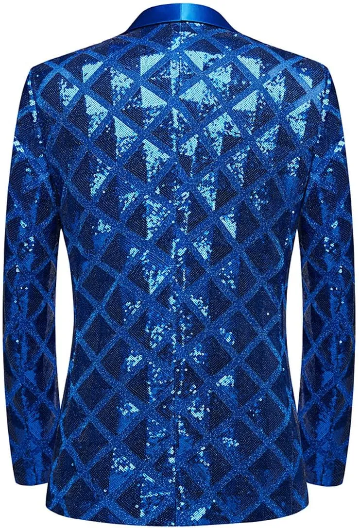 Men Sequin Shiny Stereoscopic Pattern Prom Suit Jacket One Button and Blazers Tuxedo for Wedding Banquet