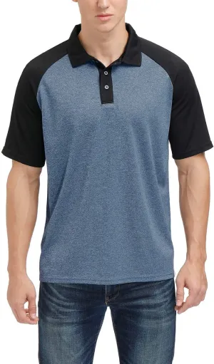 Men's Casual Short Sleeve Moisture Wicking Performance Golf Polo Contrast Color Patchwork Pique Shirts Tops