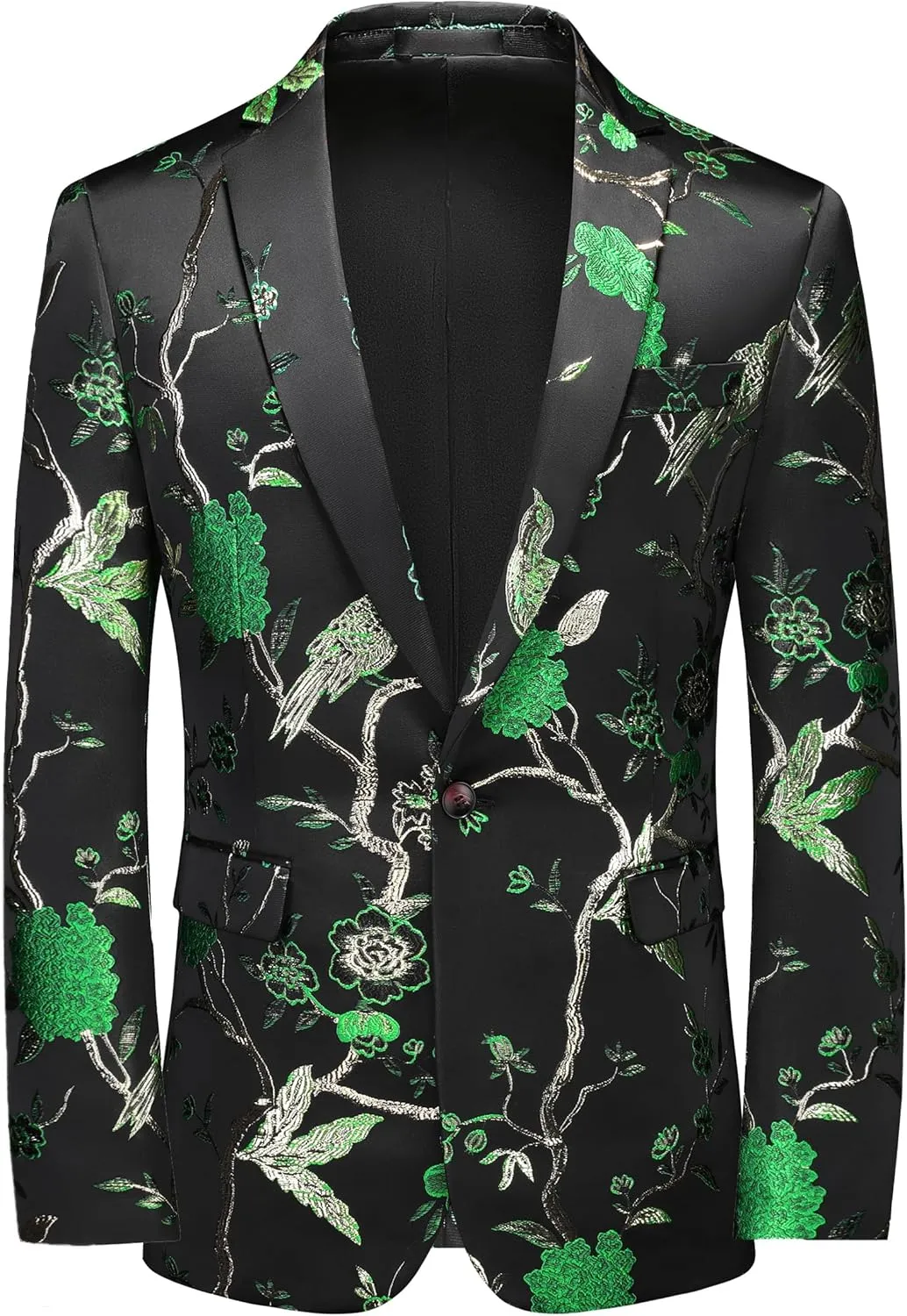 Mens Floral Suit Jacket Jacquard Paisley Luxury One Button Slim Fitted Business Wedding Tuxedo Suit Blazer Jacket