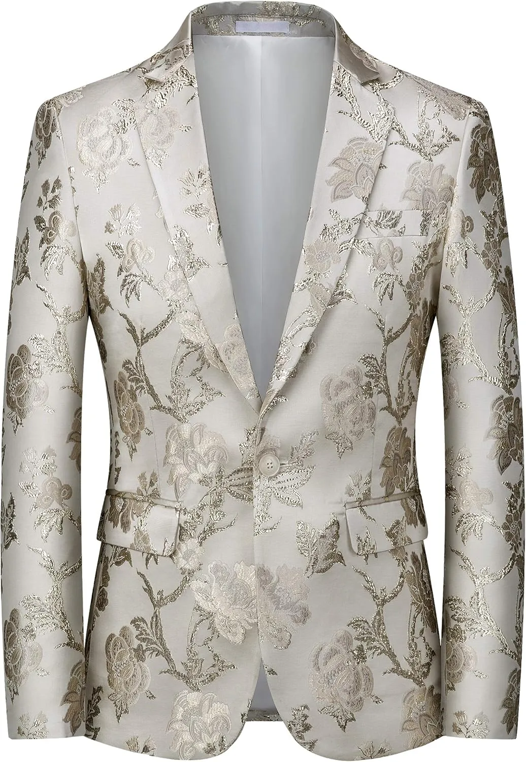 Mens Floral Suit Jacket Jacquard Paisley Luxury One Button Slim Fitted Business Wedding Tuxedo Suit Blazer Jacket