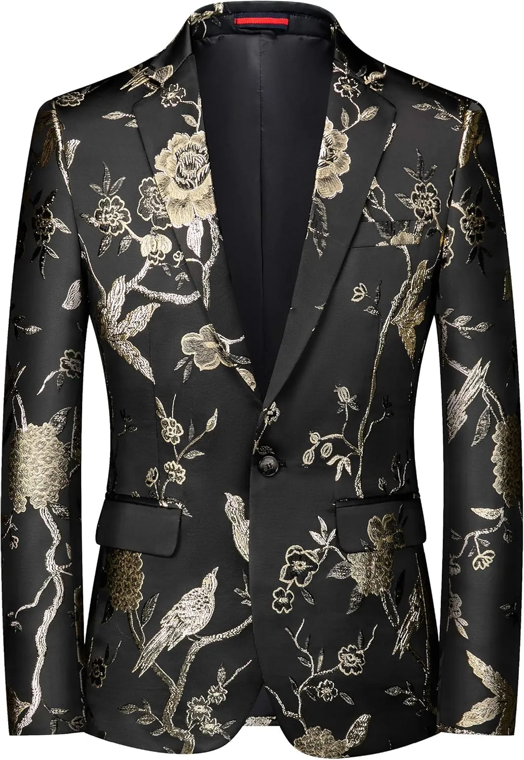 Mens Floral Suit Jacket Jacquard Paisley Luxury One Button Slim Fitted Business Wedding Tuxedo Suit Blazer Jacket