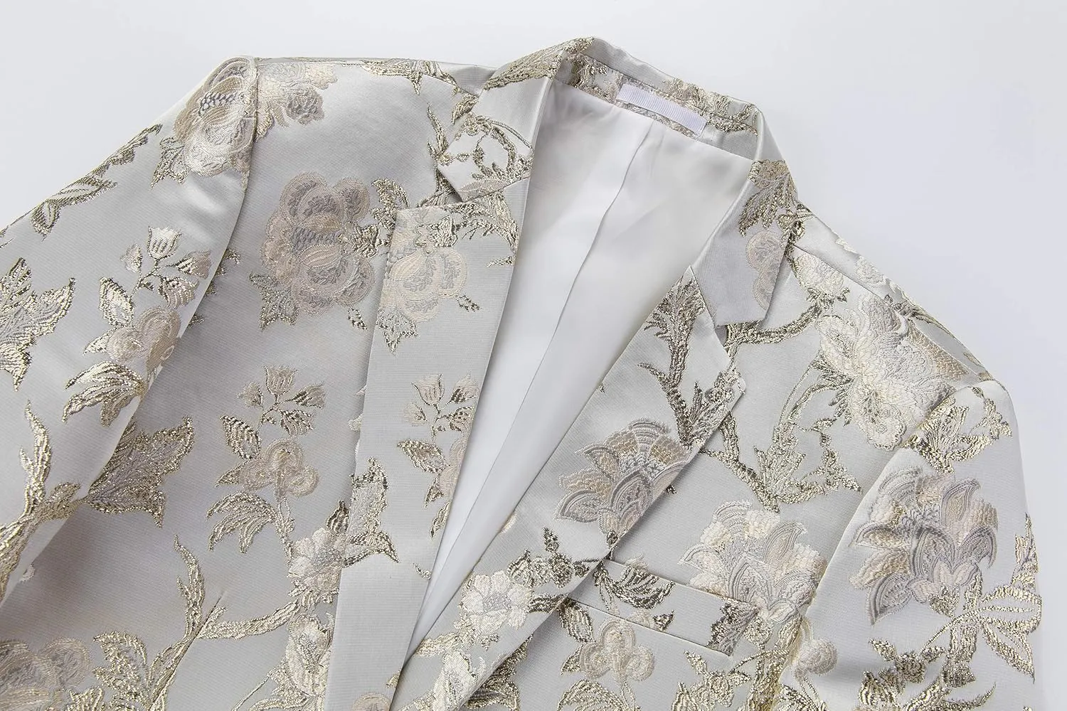 Mens Floral Suit Jacket Jacquard Paisley Luxury One Button Slim Fitted Business Wedding Tuxedo Suit Blazer Jacket