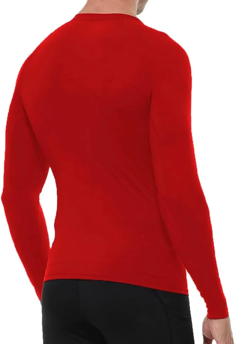 Men's Sports Base Layers, Athletic Long Sleeve Compression Thermal Undershirts Basic Crewneck Tops Slim Workout Shirts
