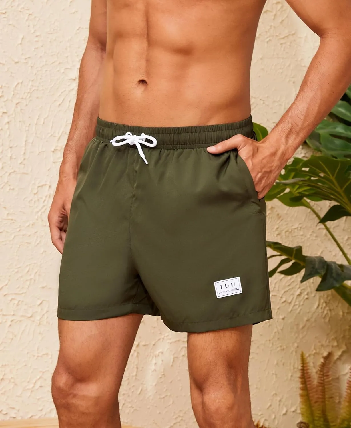 Mens Swim Trunks with Compression Liner Quick Dry Board Shorts 3.5'' Bathing Suits with Zipper Pockets