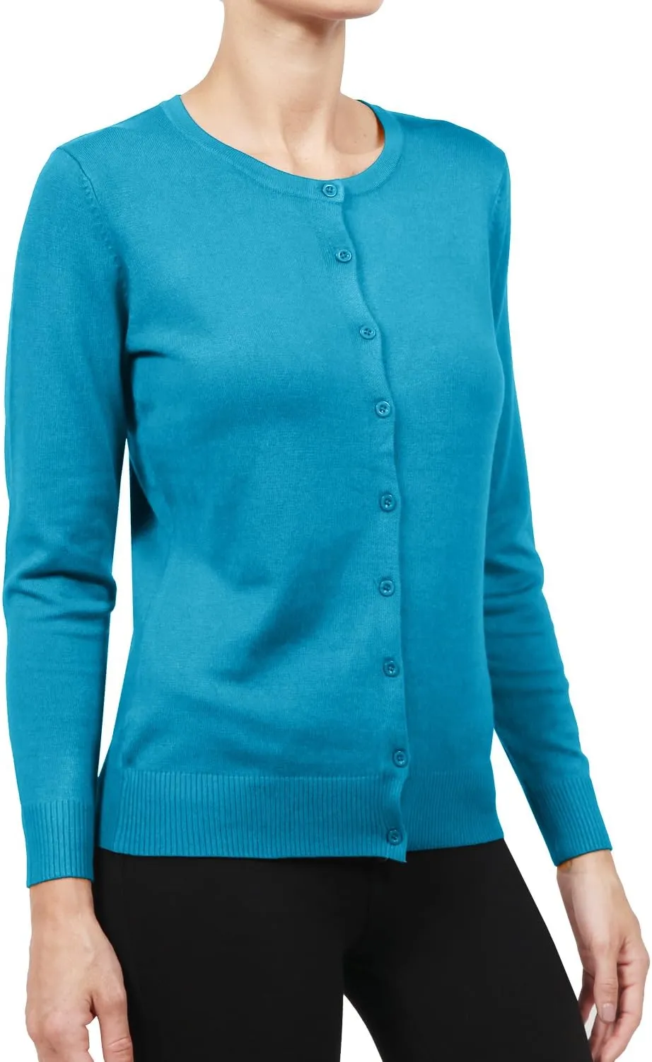 NE PEOPLE Women's Knit Cardigan  Long Sleeve Basic Button Down Crewneck Casual Stretch Sweater Knitted Ribbed Hem