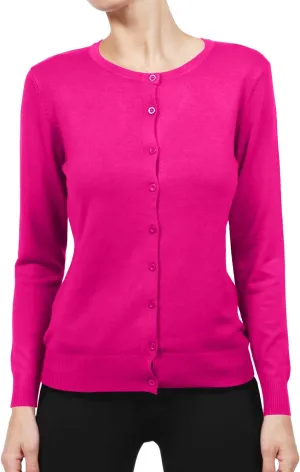 NE PEOPLE Women's Knit Cardigan  Long Sleeve Basic Button Down Crewneck Casual Stretch Sweater Knitted Ribbed Hem