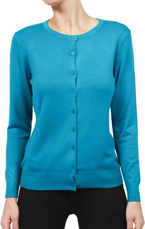 NE PEOPLE Women's Knit Cardigan  Long Sleeve Basic Button Down Crewneck Casual Stretch Sweater Knitted Ribbed Hem
