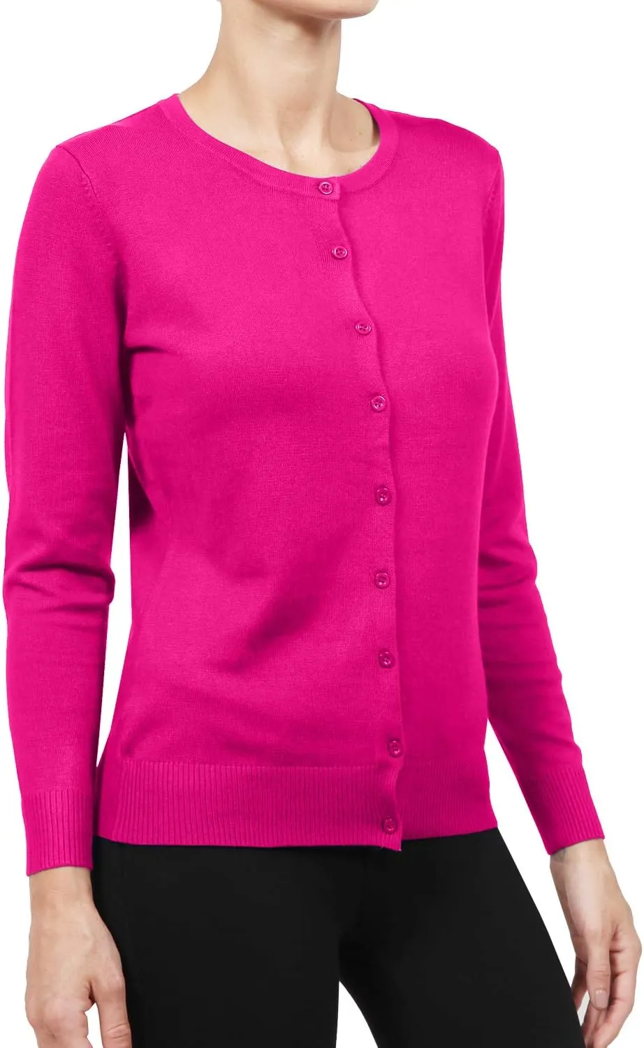 NE PEOPLE Women's Knit Cardigan  Long Sleeve Basic Button Down Crewneck Casual Stretch Sweater Knitted Ribbed Hem