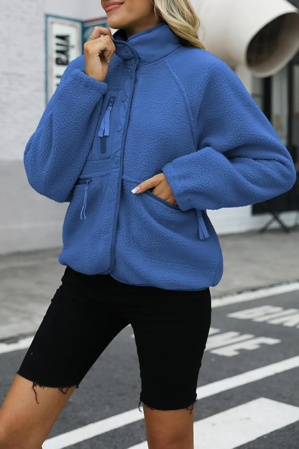 Nirovien Womens Fuzzy Fleece Jacket Button Down Sherpa Coats Casual Winter Warm Outwear with Pockets