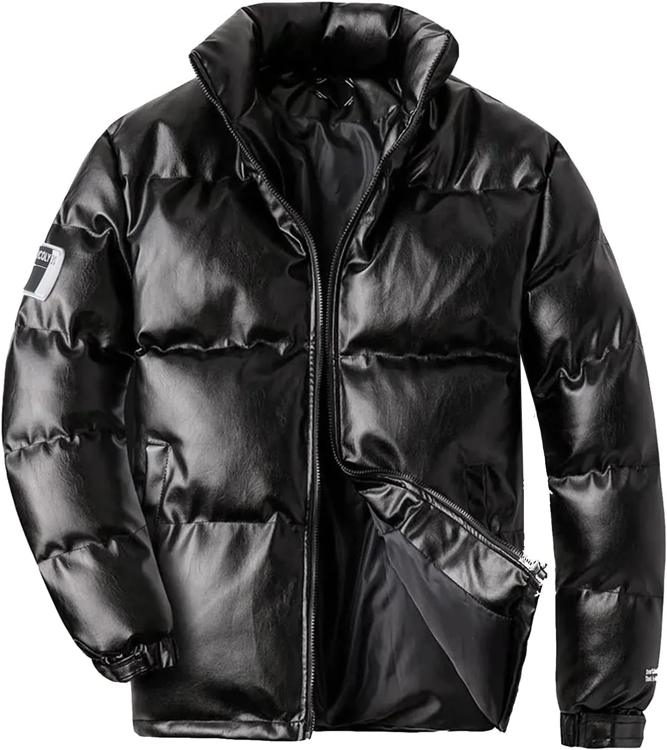 peqiut Winter Jacket For Men Cotton Padded Solid Color Stand Up Warm Jacket Comfort Outerwear Fall Winter Coats