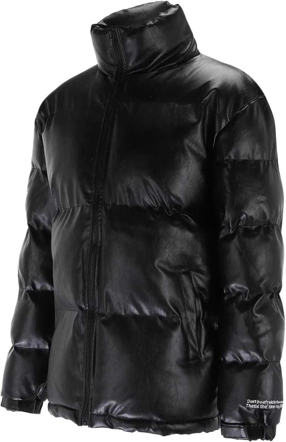 peqiut Winter Jacket For Men Cotton Padded Solid Color Stand Up Warm Jacket Comfort Outerwear Fall Winter Coats