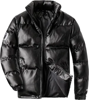 peqiut Winter Jacket For Men Cotton Padded Solid Color Stand Up Warm Jacket Comfort Outerwear Fall Winter Coats