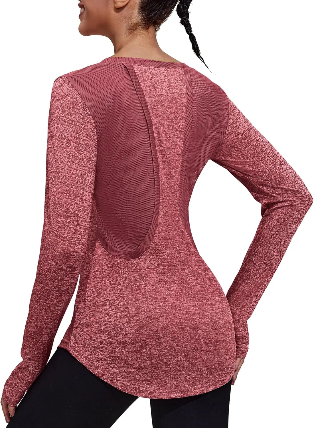 PINSPARK Long Sleeve Workout Tops for Women Yoga Shirts Moisture Wicking Gym Top Athletic Clothes with Thumbholes