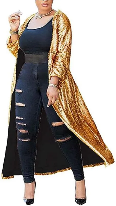 Plus Size Sequin Cardigans for Women Evening Duster Kimono
