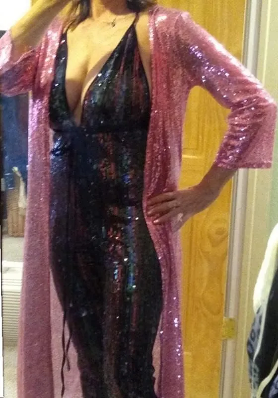 Plus Size Sequin Cardigans for Women Evening Duster Kimono