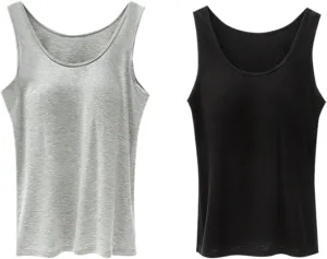 Plus Size Tank Top for Women with Shelf Bra Adjustable Wide Strap Camisole Summer Basic Udershirts 12 PC