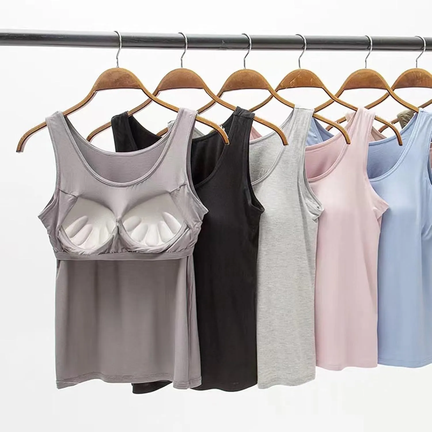 Plus Size Tank Top for Women with Shelf Bra Adjustable Wide Strap Camisole Summer Basic Udershirts 12 PC