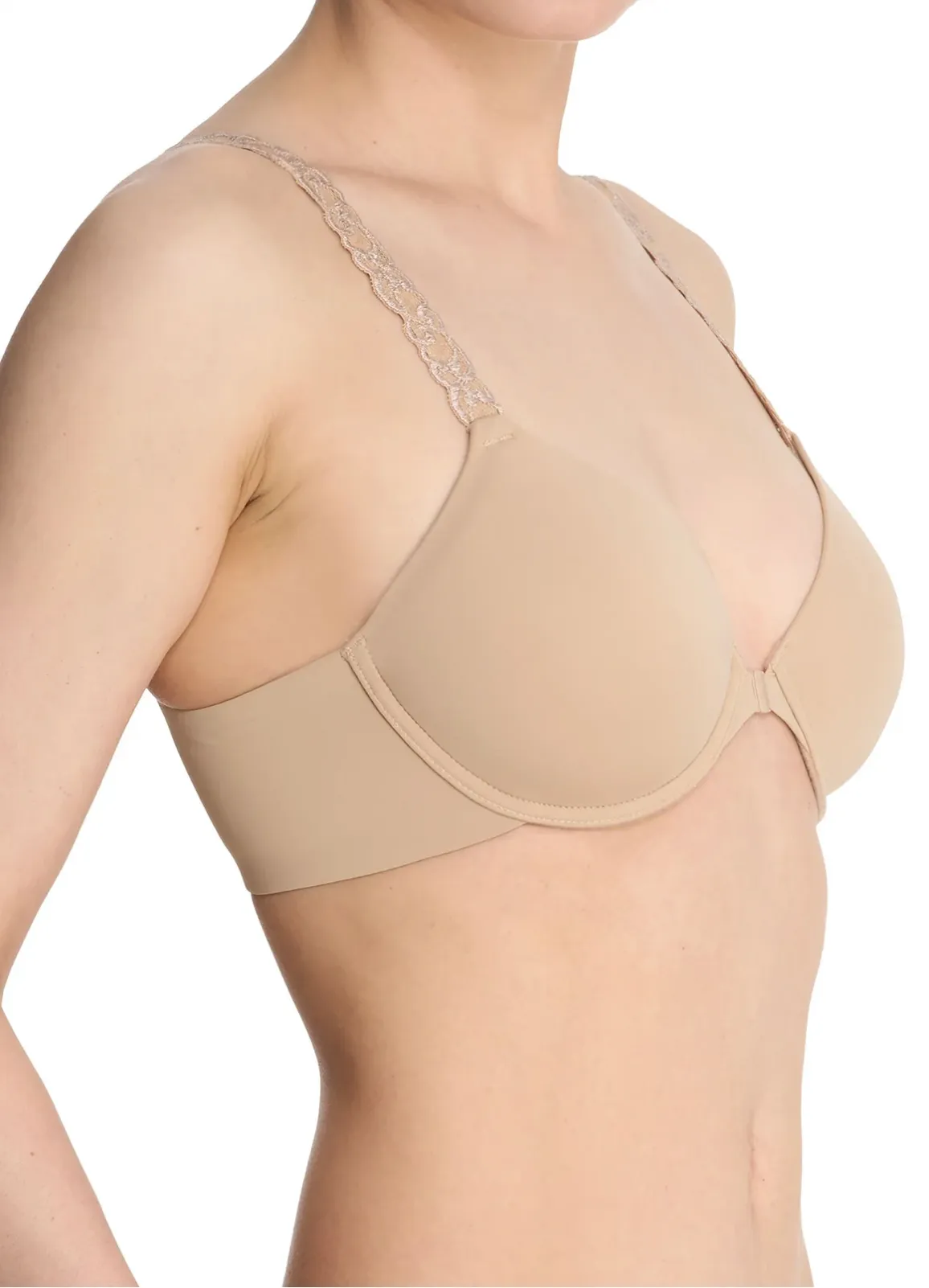 Pure Luxe Convertible Front Close Contour Underwire Bra in Nude