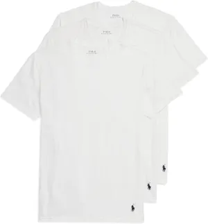 Ralph Lauren Men's 4D Flex Cooling Cotton Modal Crew Undershirts, White/Cruise Navy, Large