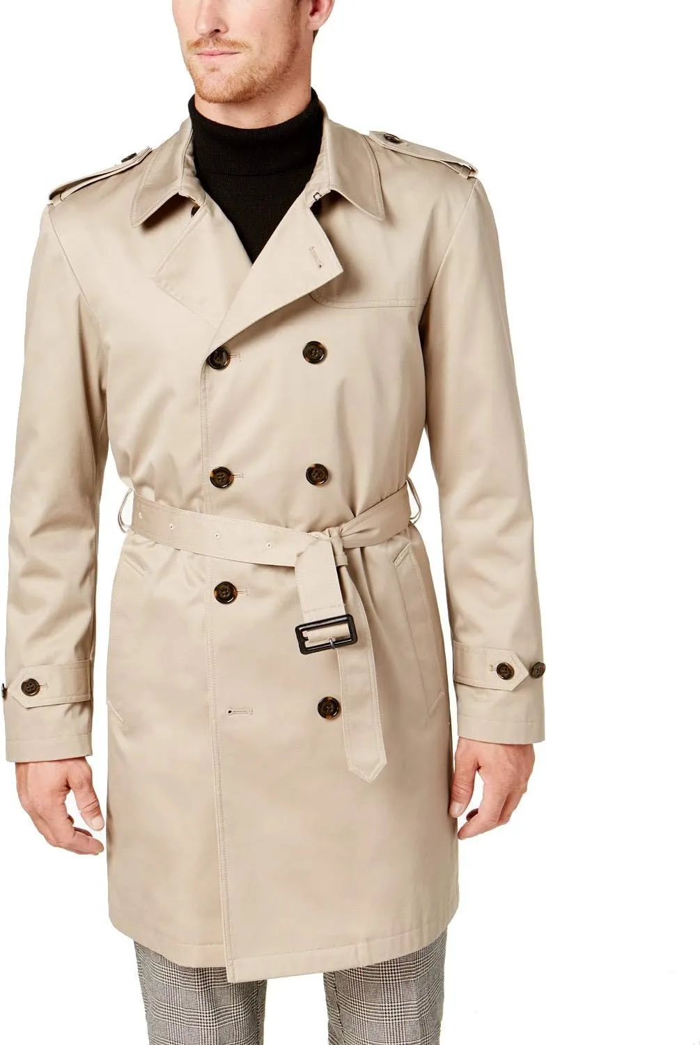 Ralph Lauren Men's LOWRR2JT0001 Double Breasted 3/4 Length Belted Trench Raincoat- Tan - 38S
