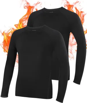 Roadbox Boys Compression Thermal Shirt - 1-2 Pack Youth Long Sleeve Fleece Base Layer Undershirts Football Baseball