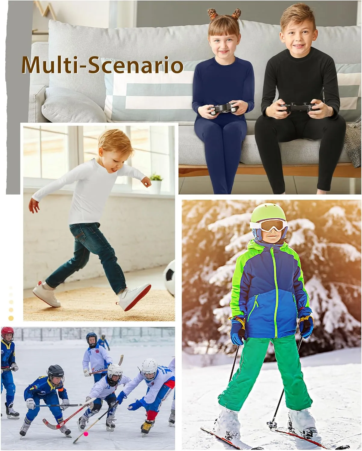 Roadbox Boys Compression Thermal Shirt - 1-2 Pack Youth Long Sleeve Fleece Base Layer Undershirts Football Baseball