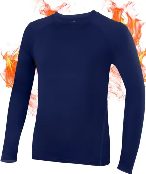 Roadbox Boys Compression Thermal Shirt - 1-2 Pack Youth Long Sleeve Fleece Base Layer Undershirts Football Baseball