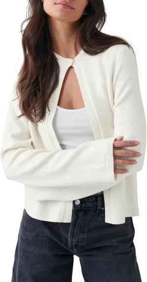 Saodimallsu Womens Lightweight Cardigans Open Front Long Sleeve One Button Casual Crewneck Loose Knit Shrug Sweater