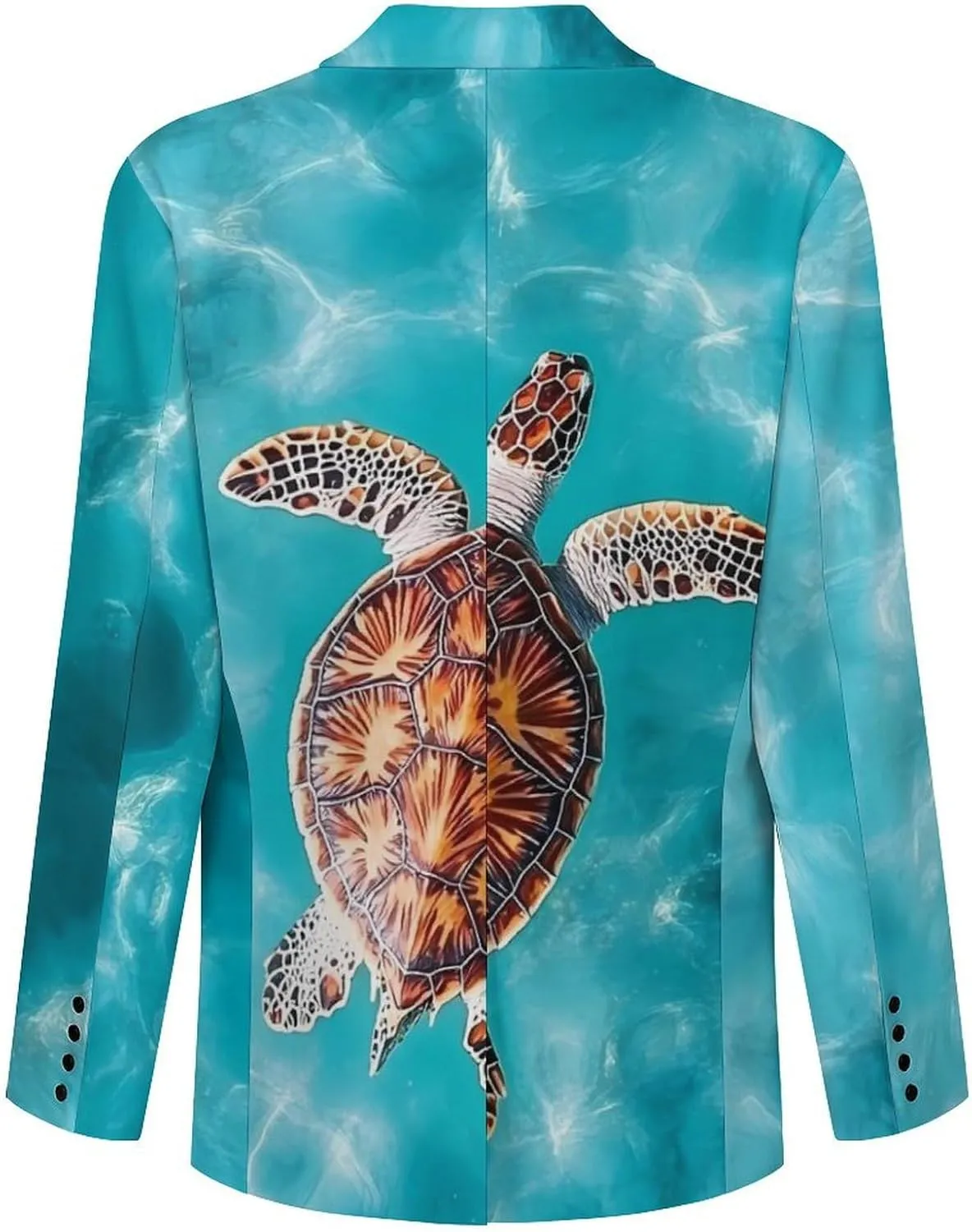 Sea Turtle Swimming Mens Blazer Casual Two Button Lapel Suits Jacket Lightweight Business Coats