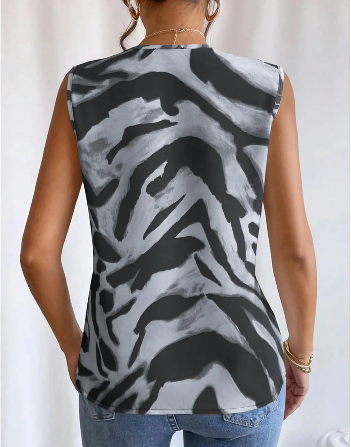Sleeveless Chiffon Tops for Women Summer Triple V-neck T Shirts Business Office Dressy Outfit Blouse