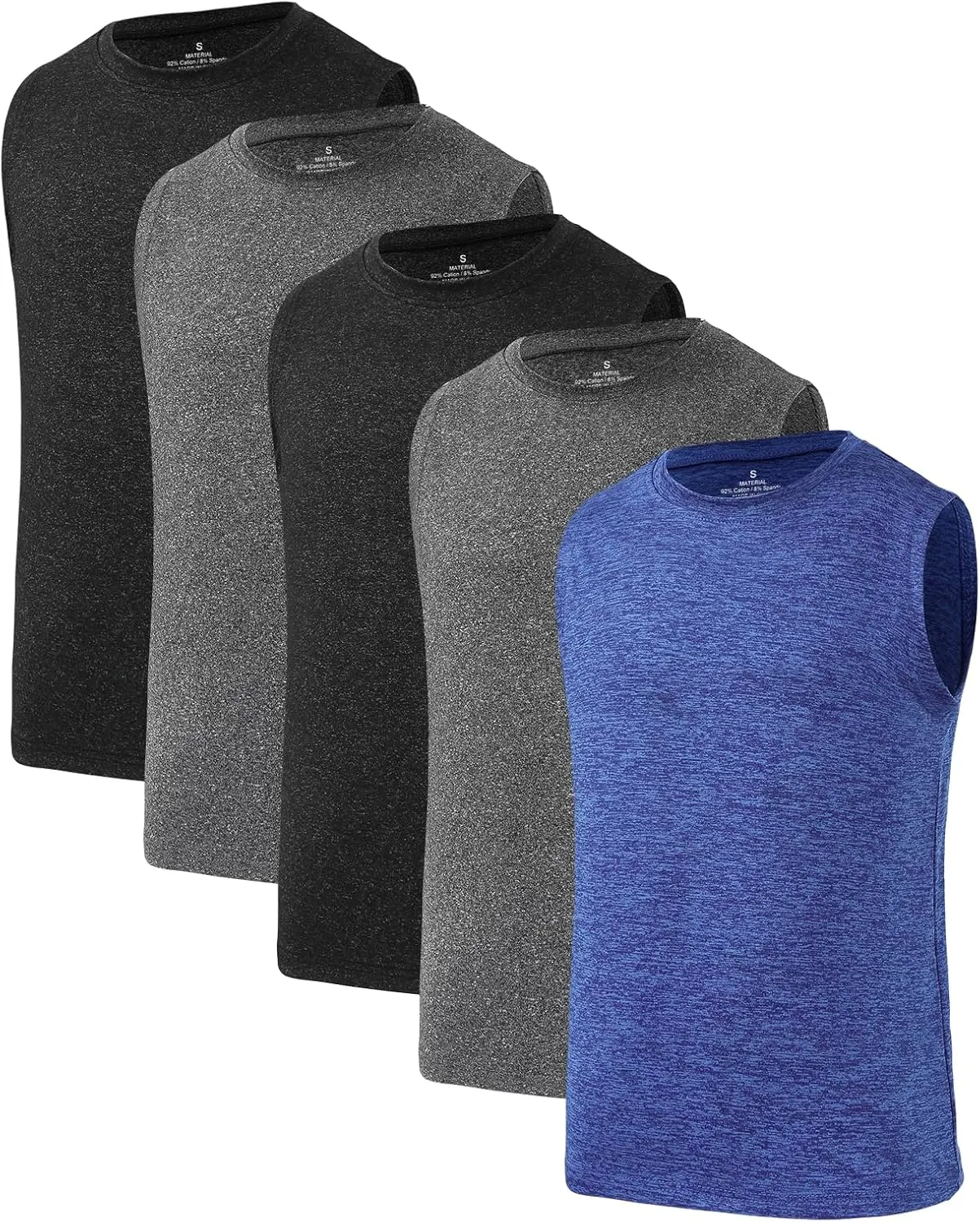 Star Vibe 5 Pack Boys Tank Tops Dry-Fit, Moisture Wicking Active Athletic Shirts Sleeveless Performance T-Shirts for Kids