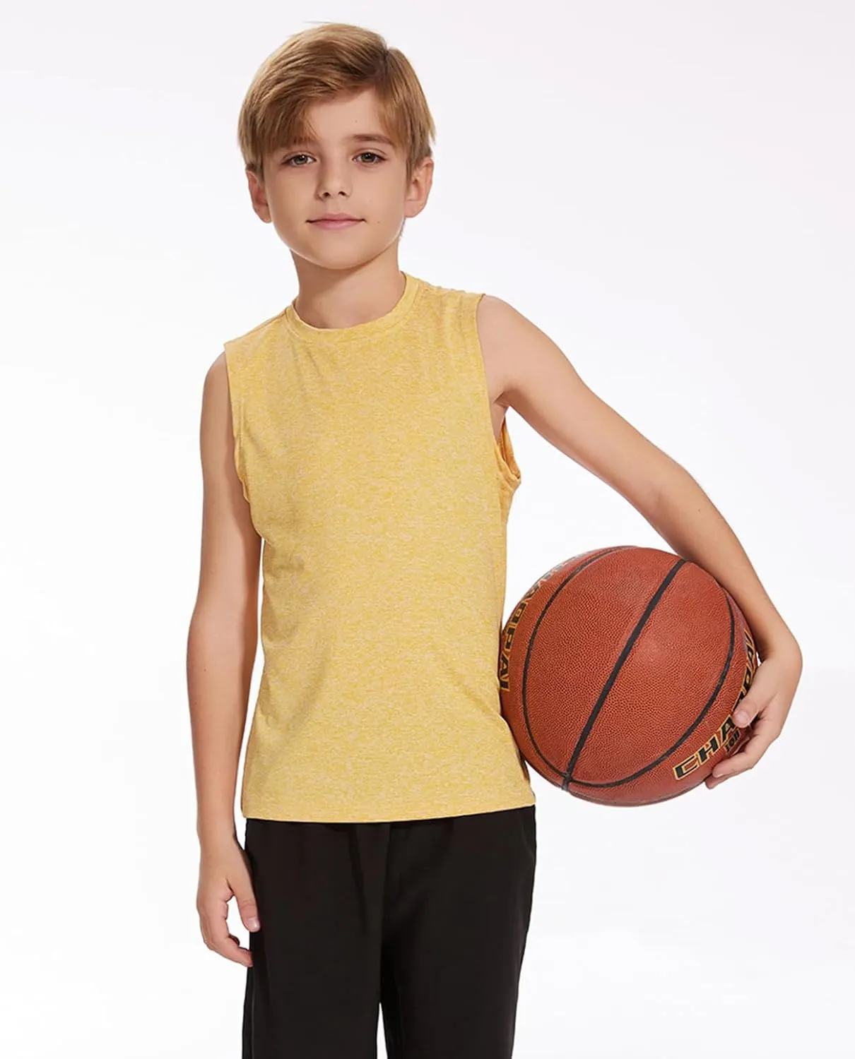 Star Vibe 5 Pack Boys Tank Tops Dry-Fit, Moisture Wicking Active Athletic Shirts Sleeveless Performance T-Shirts for Kids
