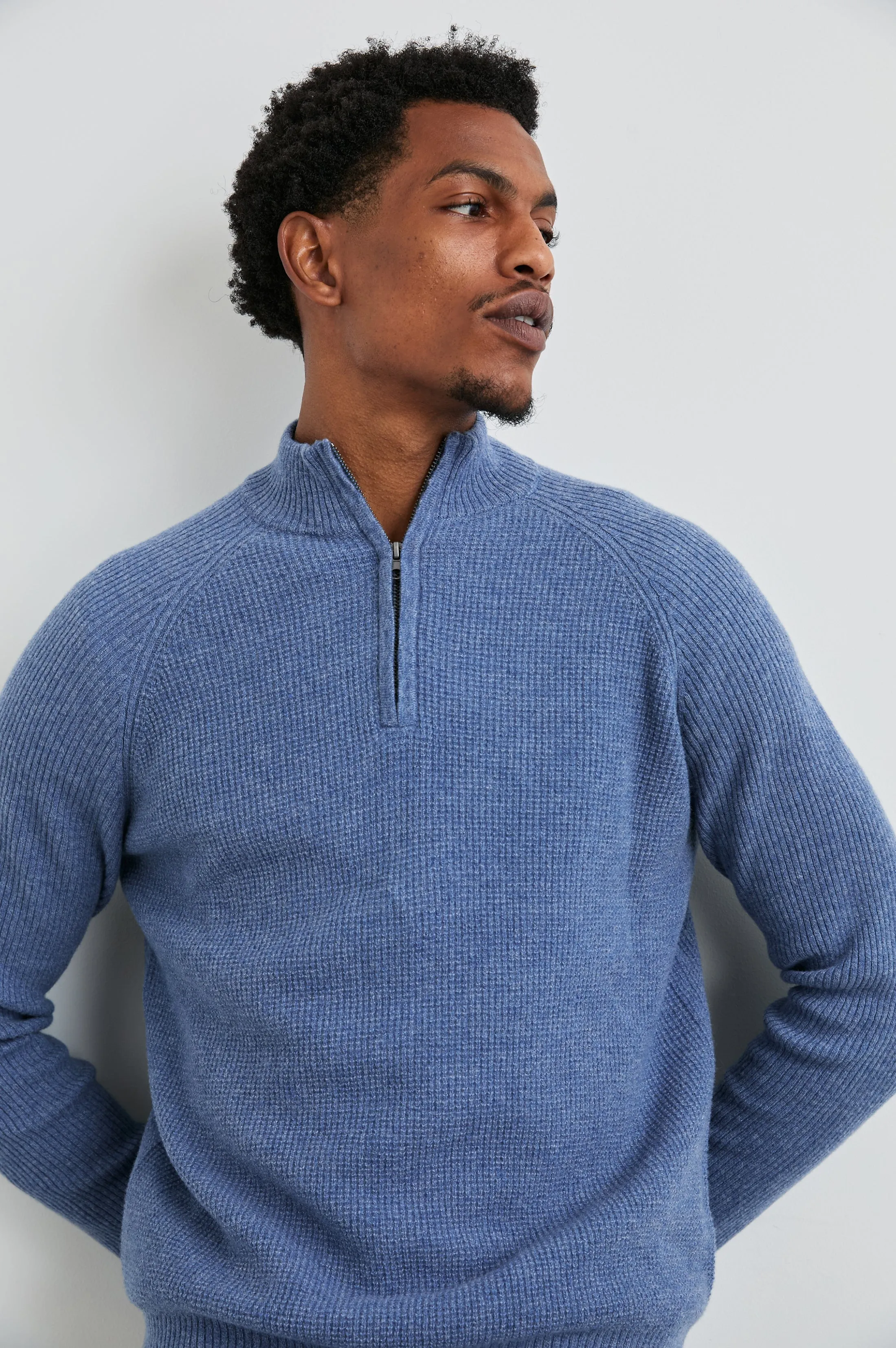 STARK QUARTER ZIP - CERULEAN MELANGE