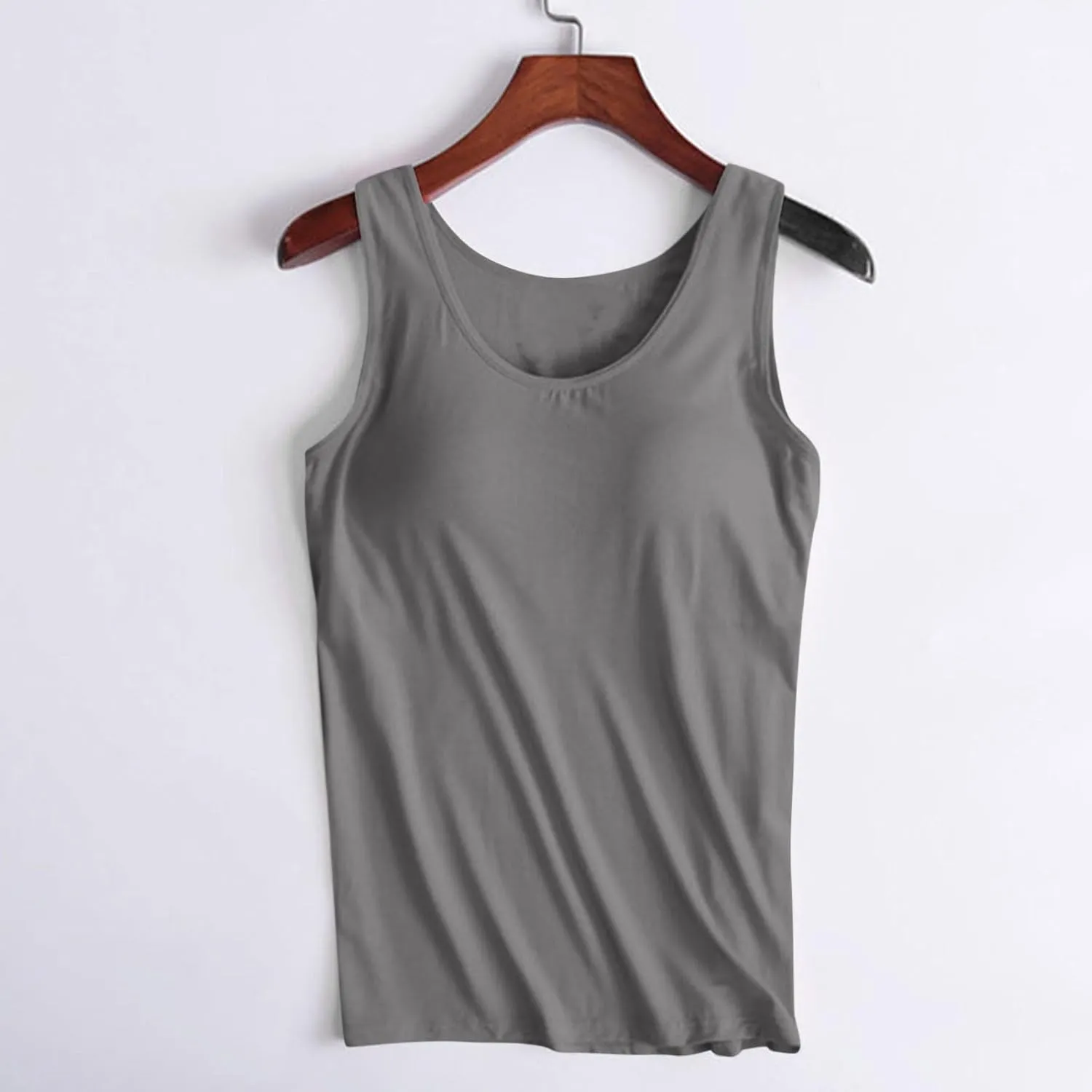 Tank Top with Built in Bra for Women Plus Size Summer Basic Loose Workout Camisole Tops Sleeveless Undershirts