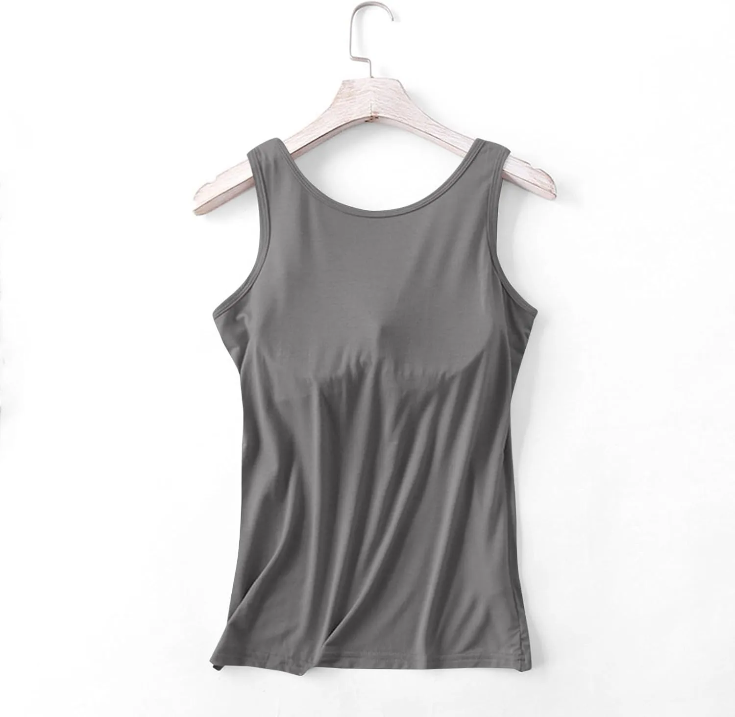 Tank Top with Built in Bra for Women Plus Size Summer Basic Loose Workout Camisole Tops Sleeveless Undershirts