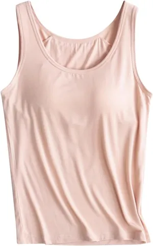 Tank Top with Built in Bra for Women Plus Size Summer Basic Loose Workout Camisole Tops Sleeveless Undershirts