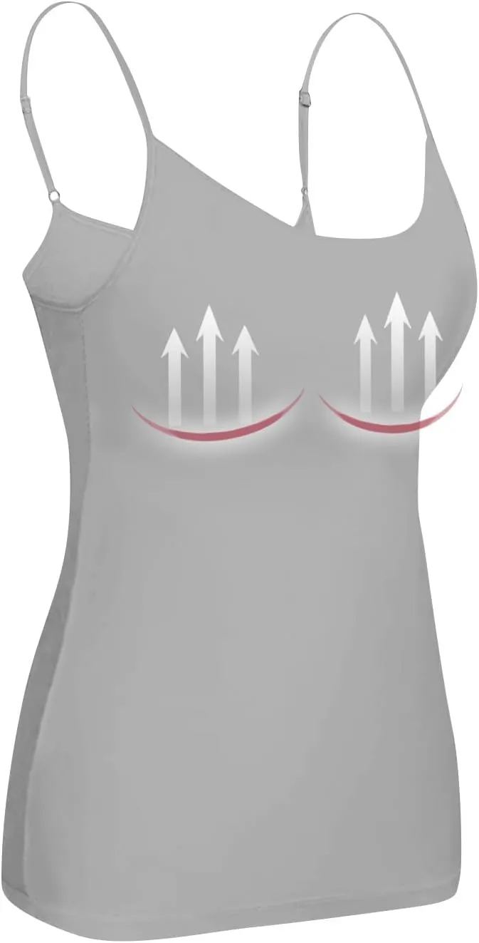 Tank Top with Built in Bra for Women Wide Strap Workout Lingerie Camisoles Slim Fit Basic Athletic Shelf Bra
