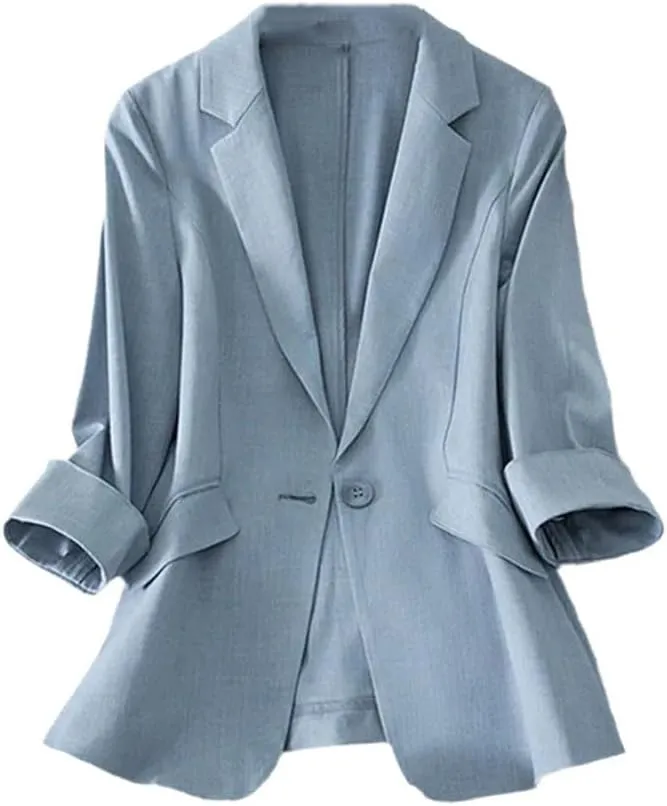 Tencel Linen Blazer Women Wild Three-Quarter Sleeve Spring Summer Temperament Coat Female Suits Jacket