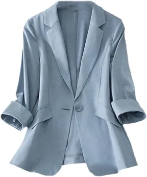 Tencel Linen Blazer Women Wild Three-Quarter Sleeve Spring Summer Temperament Coat Female Suits Jacket
