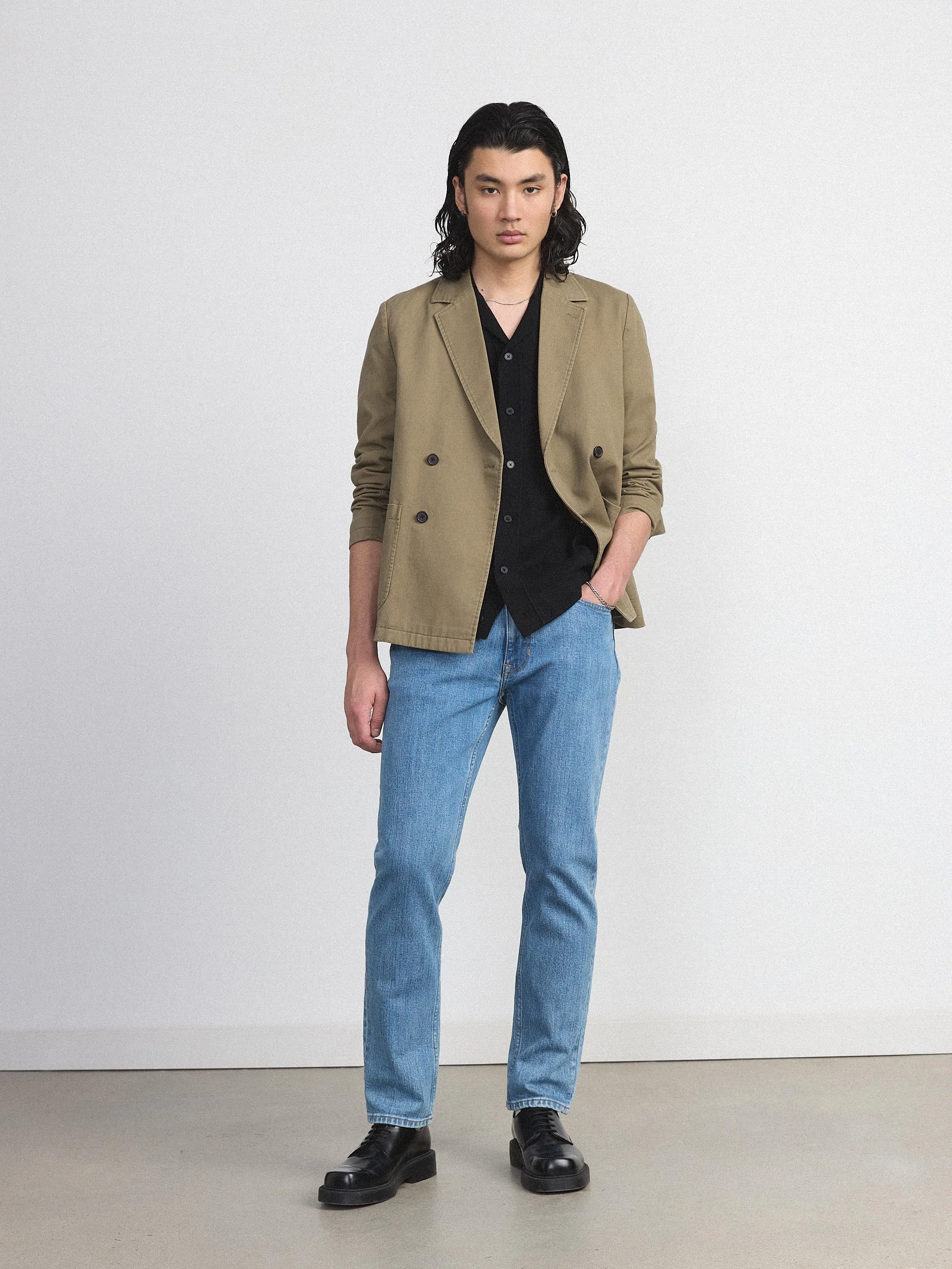 The Knit Camp Collar Shirt in Black
