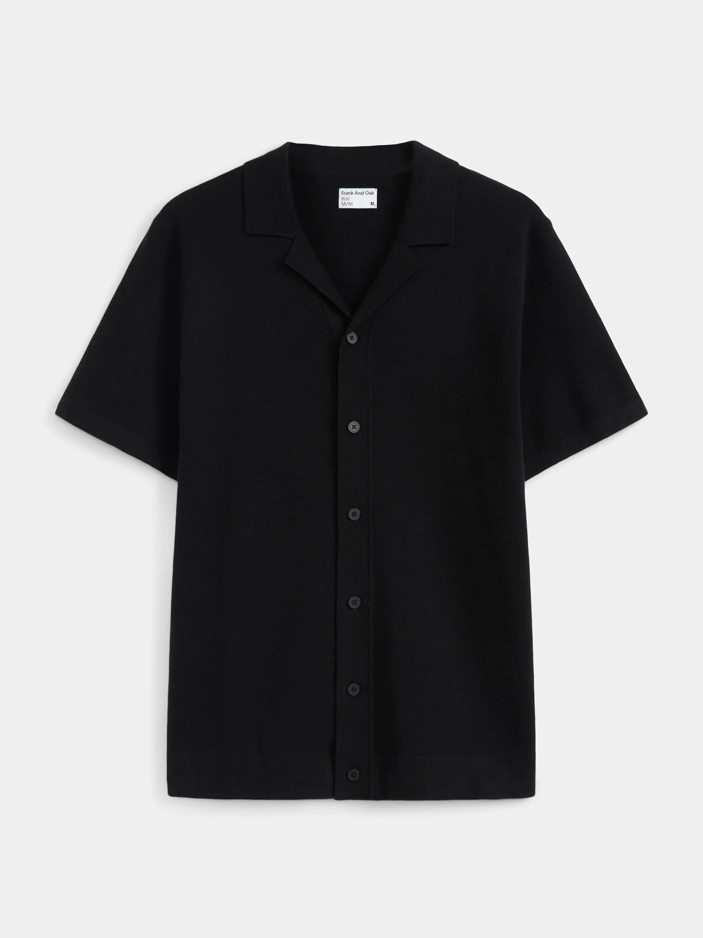 The Knit Camp Collar Shirt in Black