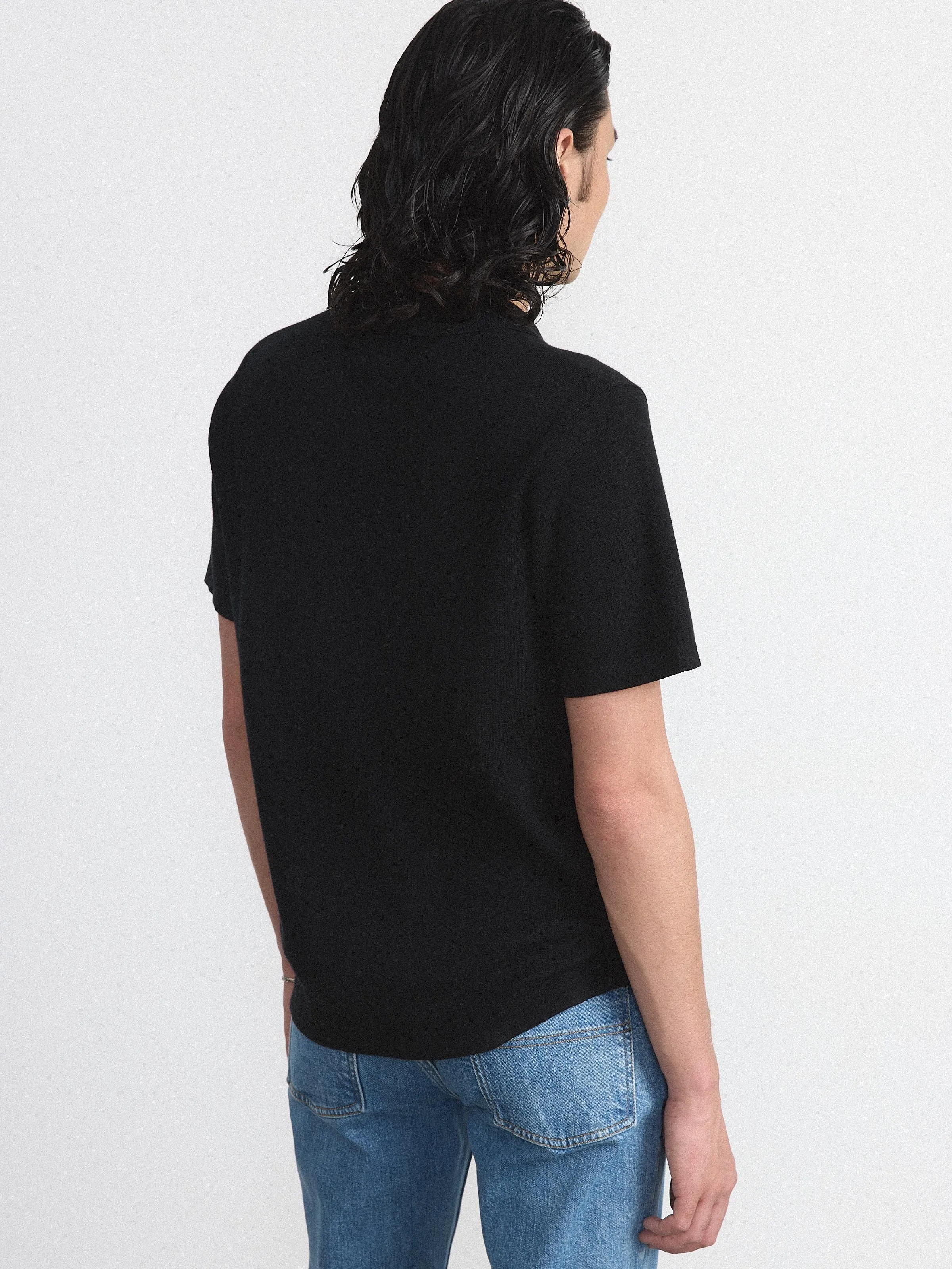 The Knit Camp Collar Shirt in Black