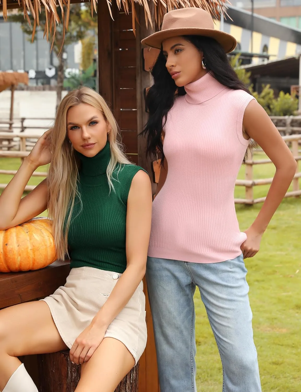 Totatuit Women's Spring Sleeveless Turtlenecks Tops Mock Neck Ribbed Solid Pullover Tank