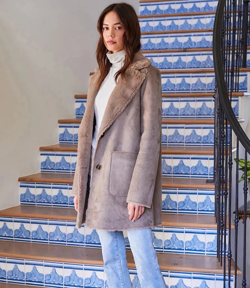 Trinity Taupe Faux Fur Coat - Karen Kane 4L83086