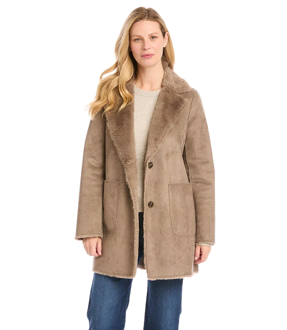 Trinity Taupe Faux Fur Coat - Karen Kane 4L83086