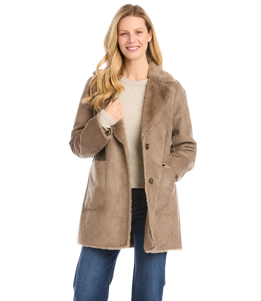 Trinity Taupe Faux Fur Coat - Karen Kane 4L83086