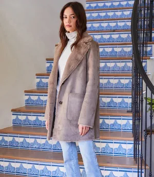 Trinity Taupe Faux Fur Coat - Karen Kane 4L83086