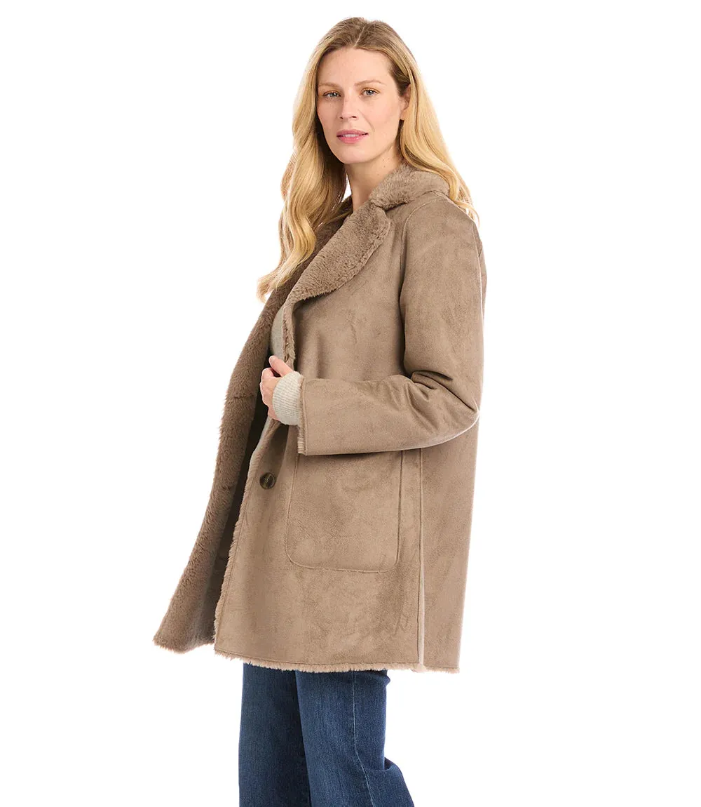 Trinity Taupe Faux Fur Coat - Karen Kane 4L83086