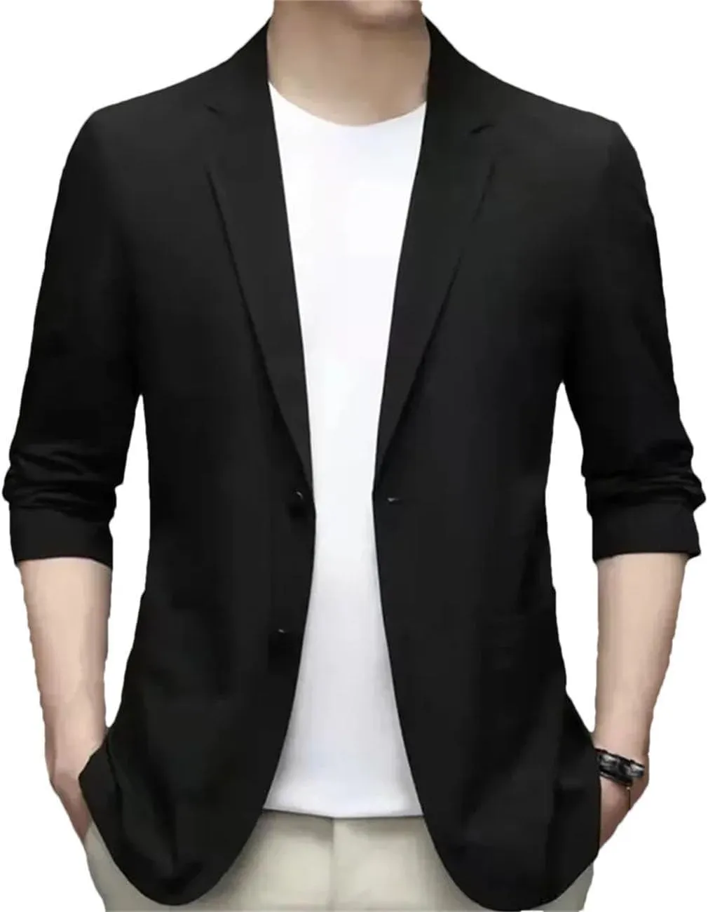Ultra Thin Ice Silk Suit Jacket Summer Men Blazer Breathable Stretch Casual Suit Plus Size Lightweight Blazers
